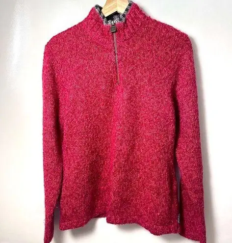 Woolrich Sweater Womens Ruby Lambswool 1/4 Zip Mock Neck Slub Knit Cabin Gorp L