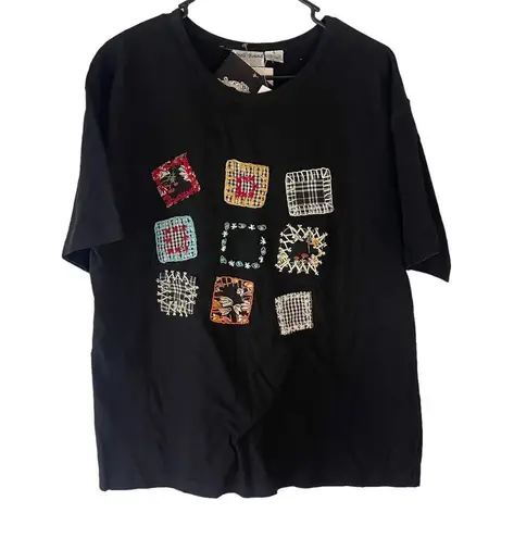 Spell Bound NWT Dead stock Women's Size Large Patchwork Embroidered Shirt Black