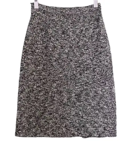 Pendleton Tweed Boucle Pencil Skirt Black & White Lined Back Zip Size XS Petite