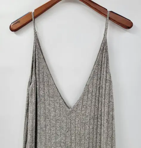 Mina Lisa Jumpsuit Womens L Gray Ribbed Wide Leg Baggy Oversized Stretchy Lounge Size L