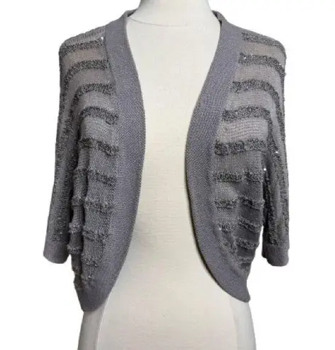 INC COPY - - International Concepts, Silver Sequined Knit Bolero Style Sweater