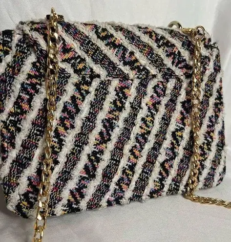 Kassiopea White Rainbow Tweed Crossbody Purse