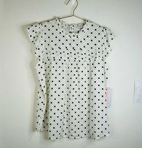 Sweet Rain Women’s 1X Polka Dot Ruffle Sleeve Blouse Flowy Lightweight Plus Size