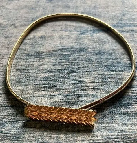 Vintage Gold Tone Snake Wheat Stretch Dress Belt Gold