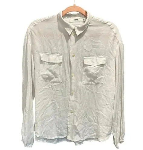 HOPE STHLM White Gauzy Classic Coastal Basic Button Down Shirt Small