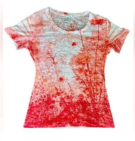 Kuhl Ladies  White/Red Print Tee, Size Large