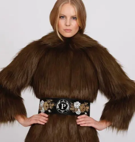 Pelush Women's Aztec Print Gathered Belt Luxury NYC Gray