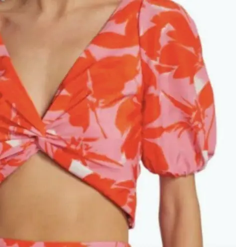 Monique Lhuillier ML Printed Taffeta Crop Top 10