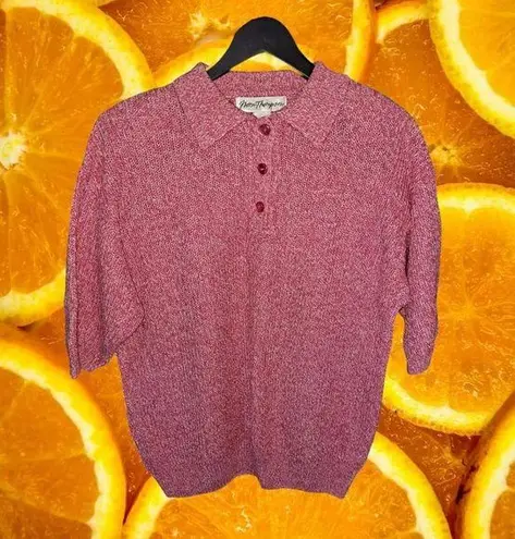 Polo Norm Thompson‎ Linen Blend Red Short Sleeve  Knit Sweater Size Medium