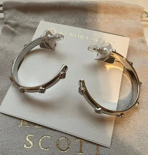 Kendra Scott Joelle Hoop Earrings in White Crystal NWOT