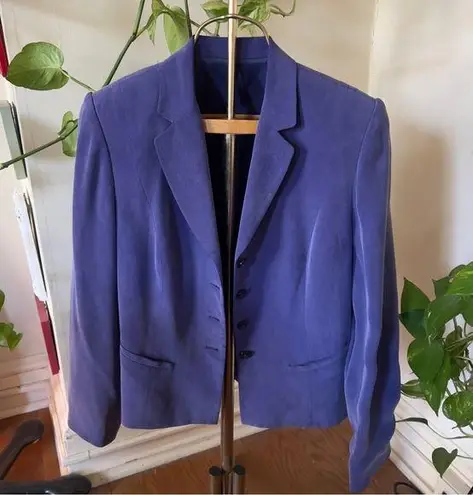 Dress Barn Vtg  100% Silk Purple Blazer - Size 14