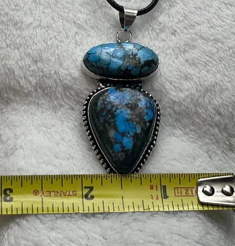 Turquoise Natural Gemstone 925 Silver Plated Gemstone Pendant Necklace Blue