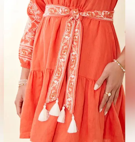 Spartina 449 NWT Sunita Linen Dress Callawassie Coral Embroidery XL