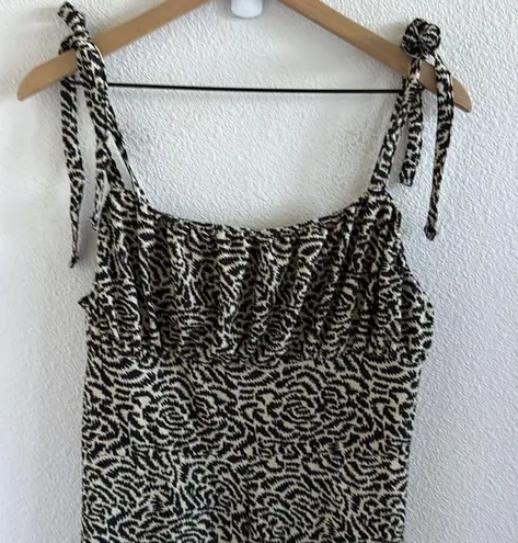 TopShop Love Jumpsuit Cropped with Shoulder Neutral Print US 12 Black