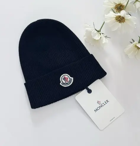 Moncler Logo-Appliquéd Ribbed Cotton Beanie Black