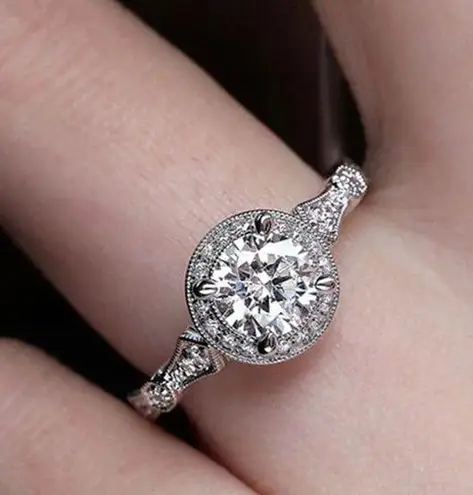 1930s Antique 2.30Ct White Round Cut Diamond Engagement Wedding Ring In S925 Silver