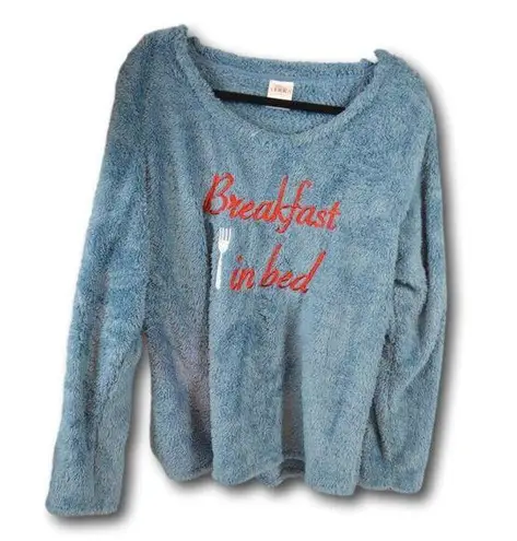 Breakfast In Bed Fluffy Blue Sweater Size: L Size L