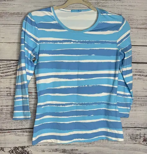 J. McLaughlin Blue Stripe Women's Crew Neck Shirt XS