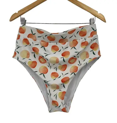 Current Tyed 2 Piece Swimsuit Bikini High Waisted Peaches Print White Womens XL