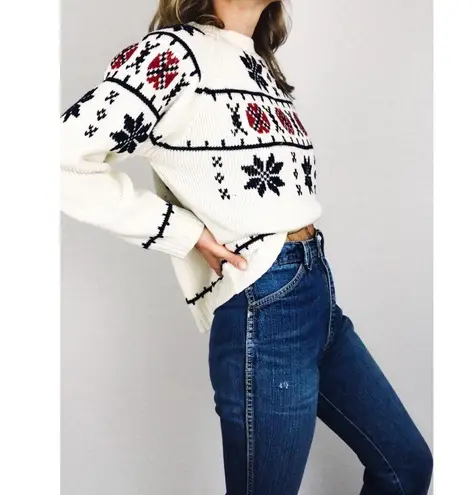 Vintage Fair Isle Crewneck Sweater | Size M White Size M