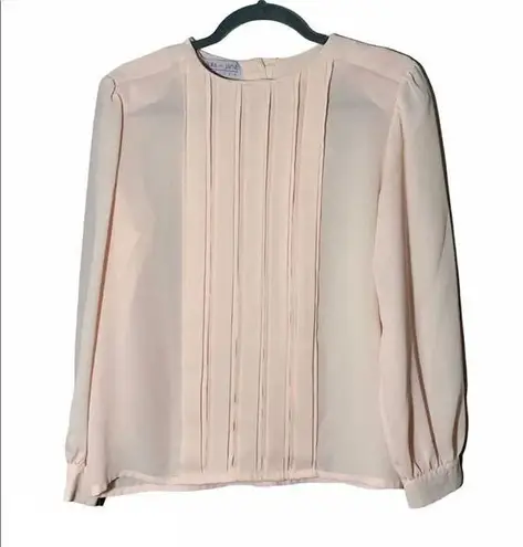 Vintage 80s Cottagecore Pink Blouse Feminine Size 10P Secretary 1980s Style Top
