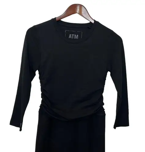 ATM Anthony Thomas Melillo Ruched Pima Cotton Jersey Mini Dress Black Womens S