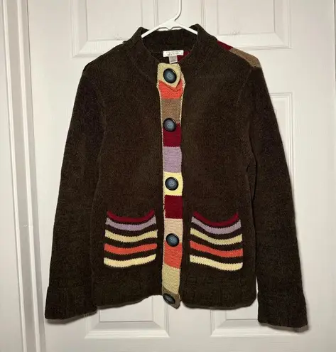 Christopher & Banks Vintage Size Small Chocolate Brown Patchwork Sweater