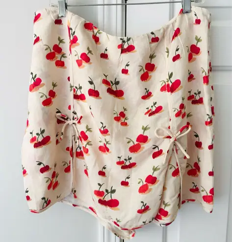 Farm Rio Cherry Print Linen Blend Skort, Size XL