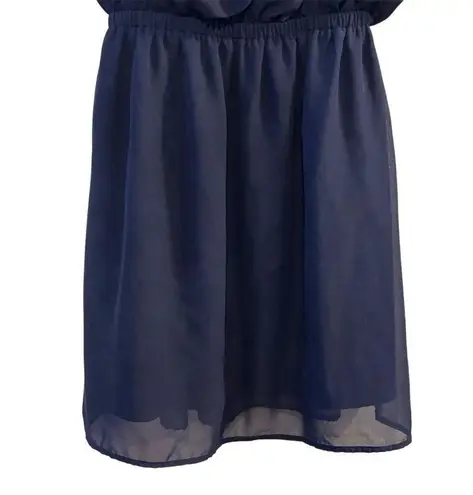 Eyelash Couture Women's S Blue Ruffle Cross-Back Sleeveless Short Dress Casual