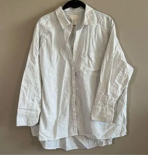 Altar'd State Altar’d State Striped Button Down White Tan Medium