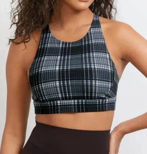 NWT Stori Endurance Plaid Print Padded Sports Bra Black/White/Gray Women's US 2 Size undefined