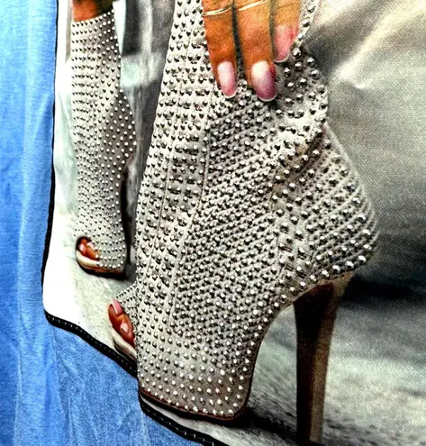 Studs Rhinestones Alyssa Rhinestones Studs Tee Shirt Blue size XS