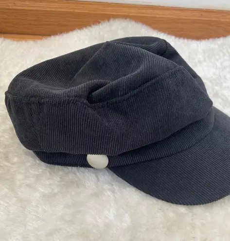 Black Corduroy Cabbie Hat