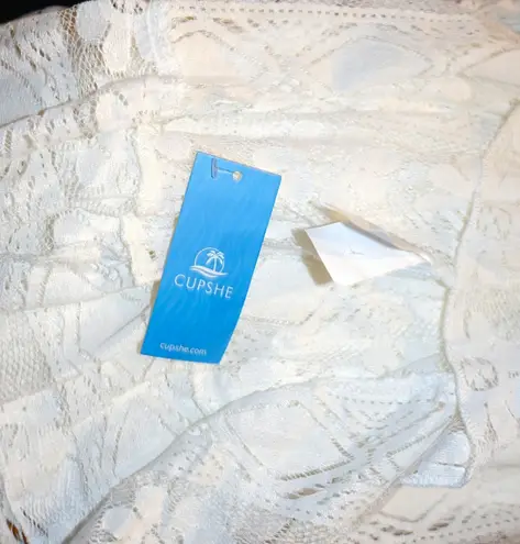 Cupshe Boho White Lace Sheer Midi Dress XL NWT