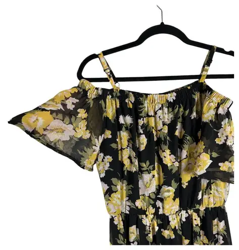 Lily White Black Floral Sleeveless Maxi Dress Size Medium