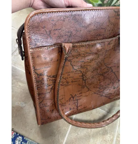Patricia Nash Purse Leather Calvi Satchel Shoulder Bag Signature Map Riot Rust