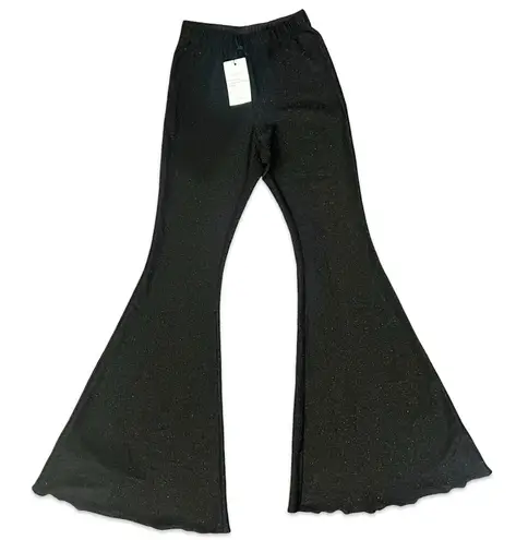 Sleeper Black Sparkle Glitter High Waist Stretchy Wide Flare Pants sz XS NEW Tag