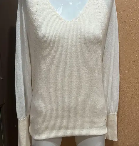 Escada white beige v neck sweater Size M