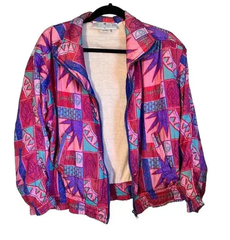 The La Costa Spa Vintage 80s/90s Multicolor Windbreaker Jacket S Unisex Pink