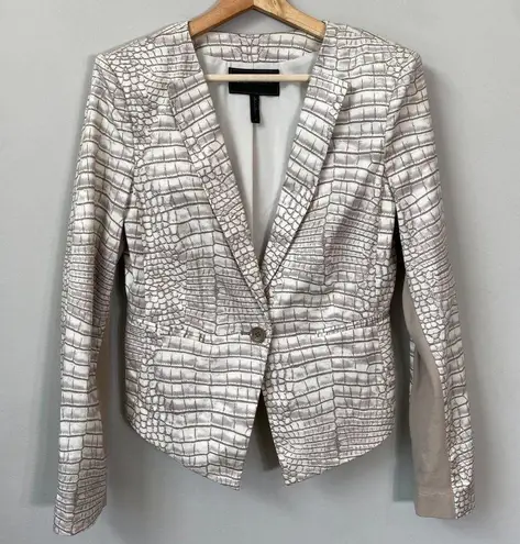 BCBGMAXAZRIA  Women's Medium Long Sleeve Snakeskin Jordyn Blazer Jacket Ivory