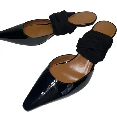 Rejina Pyo Women’s Size 39 8 Black Patent Leather Barbara Suede Wrap Tie Heels