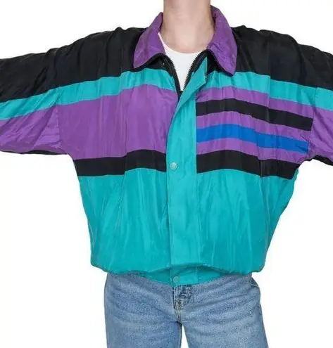 Vintage 70s Peter Et Jon Colorblock Silk Windbreaker Jacket Size M