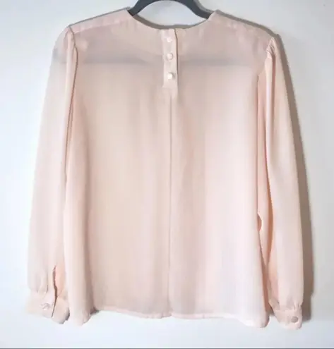 Vintage 80s Cottagecore Pink Blouse Feminine Size 10P Secretary 1980s Style Top
