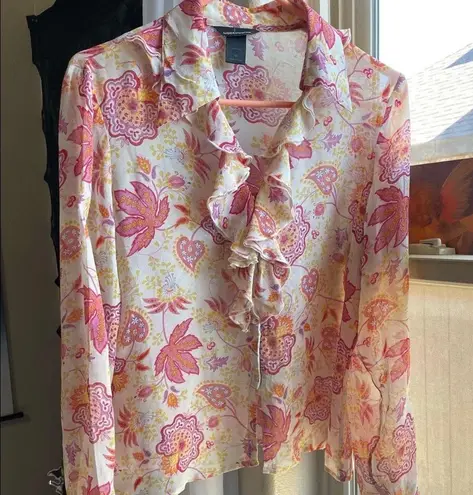 Vtg y2k international silk floral blouse Multi Size M