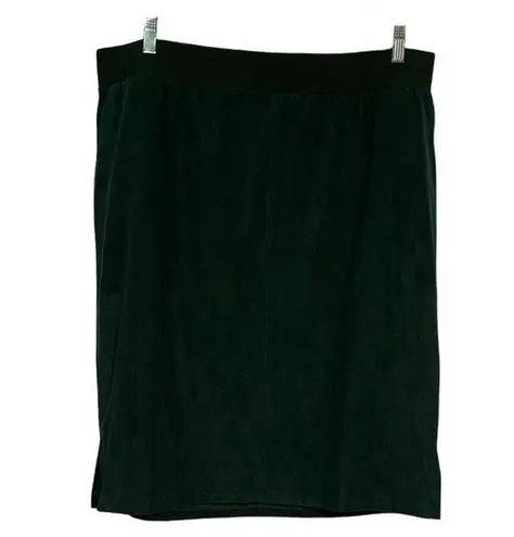 LOGO By Lori Goldstein  Hunter Green Faux Suede Plus Size Midi Skirt 1X