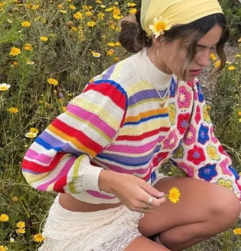 Farm Rio HANDMADE CROCHET SWEATER SIZE SMAL- NEVER WORN- NWOT