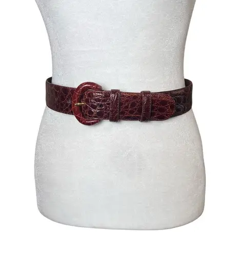VTG Genuine Caiman Leather Waist Belt Made in Italy Croc Cognac Brown Sz 30 (S)