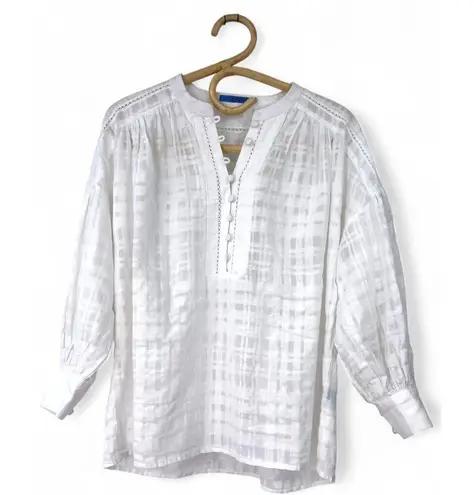 J. McLaughlin | S | Blouse Top Women's White Semi Sheer Flowey Women's
