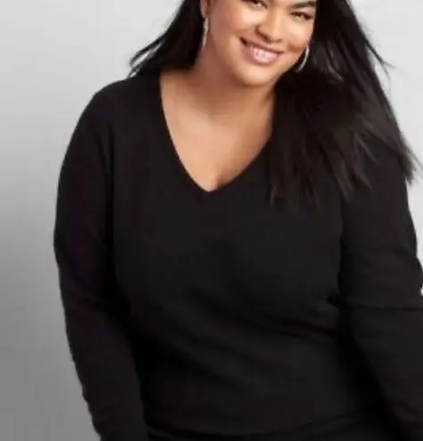 Lane Bryant  V-neck Sweater Black 18/20 Plus Size