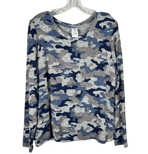 Members Mark Long Sleeve Cozy Top Blue Camouflage Camo Knit Tee NWT Medium M
